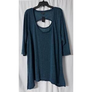NWT Lane Bryant Womens Blue Elbow Length Top Blouse Shirt Plus‎ Size 26/28